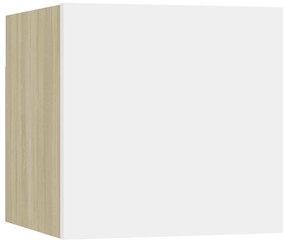 Comodini 2 pz Bianco Rovere Sonoma 30,5x30x30 cm in Truciolato