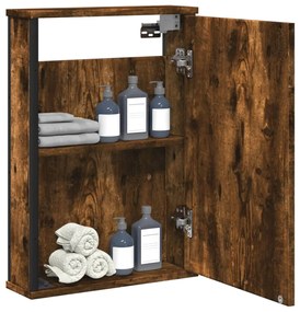 Mobile bagno specchio rovere fumo 42x12x60 cm legno multistrato