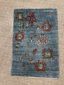 Gabbeh Tappeto 40 x 60 Blu (Iran) Annodato A Mano