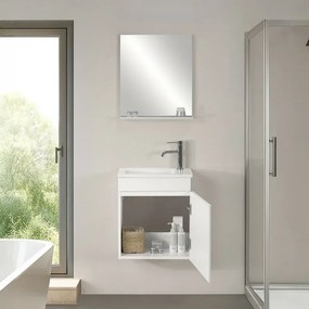 Mobile sospeso salvaspazio 45 cm bianco lucido profondo 25 con specchio Mini