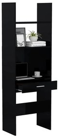 Libreria Nero Lucido 60x35x180 cm in Legno Multistrato