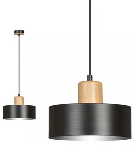 Lampadario a Sospensione in Acciaio e Legno TORIN 1 Nero/Bianco E27 Colore del corpo Nero