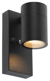 Lampada da parete esterna moderna nera IP44 con sensore crepuscolare - Solo