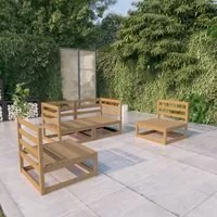 Set Divani da Giardino 4 pz Miele in Legno Massello di Pino 3075382