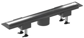 Canalina doccia 60 cm in alluminio reversibile scarico centrale, sifone e piletta inclusi