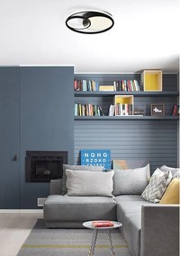 Plafoniera LED Yanira Ø 60 cm nero IP20 cct da bianco caldo a bianco freddo con regolazione di temperatura, 2600 lumen NOVECENTO