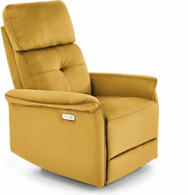 Poltrona reclinabile Semir in velluto senape - H108 cm