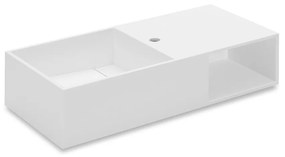 Lavabo 80x40x20 con vano laterale e Sifone bianco satinato Compact 739121401 Cosmic