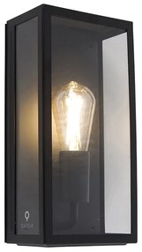 Lampada da parete esterna industriale nera IP44 con vetro - Rotterdam