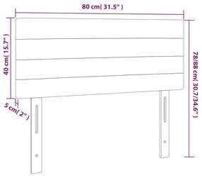 Testiera a LED Tortora 80x5x78/88 cm in Tessuto