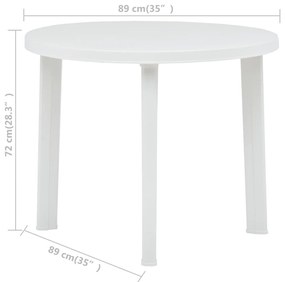 Tavolo da Giardino Bianco 89 cm in Plastica