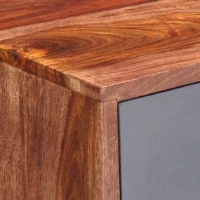 Credenza grigia 120x30x55 cm in legno massello di sheesham