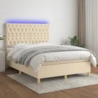 Letto a Molle con Materasso e LED Crema 140x200 cm in Tessuto cod mxl 59361