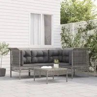 Set Divani da Giardino 5 pz con Cuscini in Polyrattan Grigio 3187506