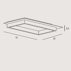 Plafoniera Contemporanea Square Metallo Foglia Argento Led 40W