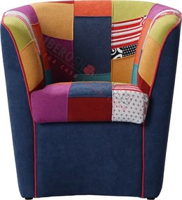 Poltrona in tessuto patchwork cucita a mano per camera ufficio BLU