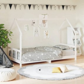 Giroletto Per Bambini Bianco 90x190cm İn Legno Massello Di Pino /