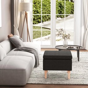Poggiapiedi Con Gambe İn Legno Nero İn Tessuto /