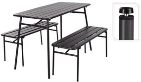 Progarden set tavolo e panca da giardino 3 pz in acciaio grigio