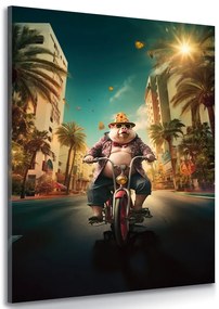 Quadro su tela – Maiale su scooter nelle strade di Las Vegas