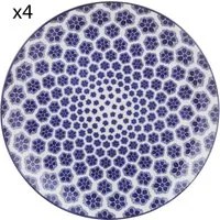 Set 4 piatti piani geometria fiori blu porcellana Hanami