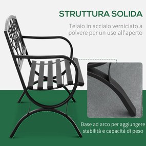 Panchina da Giardino 2 Posti 128x58,5x85 cm in Acciaio e Ghisa Nero...