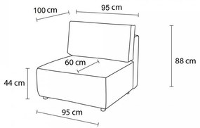 Modulo divano in velluto a coste verde chiaro, pezzo centrale Nihad modular - Bobochic Paris