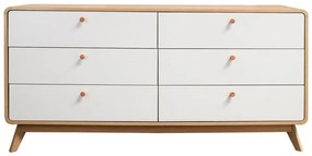 Cassettiera bassa bianca con effetto rovere 150x74 cm Caitlin - Støraa