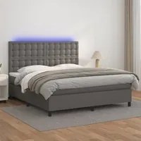 Giroletto Molle con Materasso e LED Grigio 180x200cm Similpelle 3135961