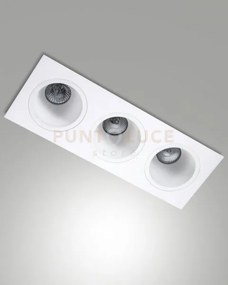 Leon cornice di faretti incasso 3 luci bianca attacco gu10 35,5x12,8cm