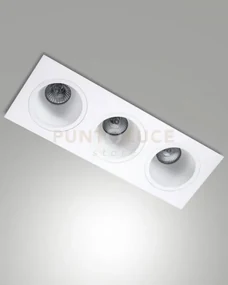 Leon cornice di faretti incasso 3 luci bianca attacco gu10 35,5x12,8cm