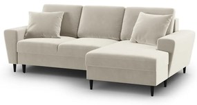 Divano angolare beige allungabile e con contenitore (con penisola a destra/con chaise lounge) con rivestimento in velluto Kyoto – Cosmopolitan Design