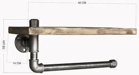 Mensola da parete con porta asciugamani BORURAF 16x40 cm abete/nero