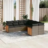 Set Divano da Giardino 8 pz con Cuscini Grigio in Polyrattan 3260639