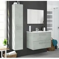 Bagno mobile moderno con specchiera, finitura Cemento ZFO305160L