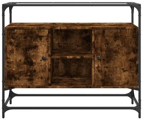 Credenza piano vetro rovere fumo 98x35x81cm legno multistrato