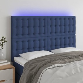 Testiera A Led Blu 144x5x118/128 Cm İn Tessuto /