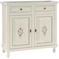 Madia credenza 2 ante napoletana bianco decori e profili verdi l.104 p.43 h.98 - Mobili 2G