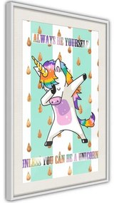 Poster  Dabbing Unicorn  Cornice Quadri Cornice nera con pass-partout, Larghezza x Altezza Home decor 20x30