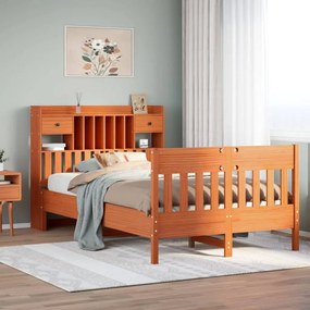 Letto Senza Materasso Marrone Cera 120x190 Cm İn Legno Di Pino /