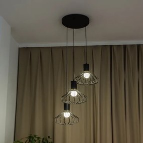 Lampadario a sospensione con cavo SOLANO 3xE27/15W/230V nero/oro