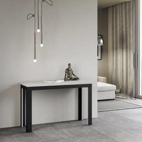 Tavolo libro LINEA DOUBLE 120x45 Bianco Frassino allunga aperto 200x90