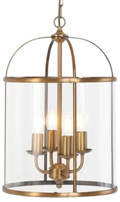 Lampada a sospensione vintage bronzo con vetro trasparente 4 luci - Pimpernel