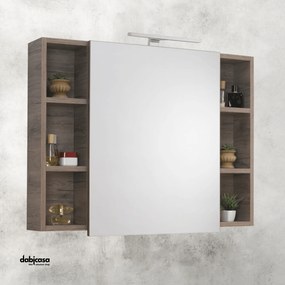 Specchio Contenitivo "Panarea" Da 70 cm Noce Con Lampada Led