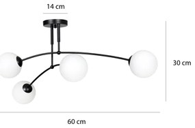 Lampadario a sospensione con supporto rigido PREGOS 4xE14/10W/230V nero