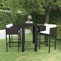 Set Bar da Giardino 5 pz con Cuscini Polyrattan Nero cod mxl 39395