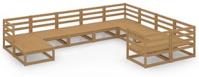 Set divani da giardino 10 pz in legno massello di pino