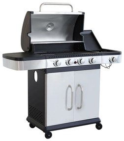 PIROS - barbecue a gas 4 fuochi + 1 esterno in acciaio inox