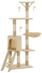 Albero per gatti con tiragraffi in sisal 138 cm beige