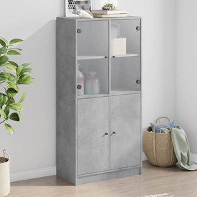 Credenza Con Ante Grigio Cemento 68x37x142 Cm Legno Multistrato /